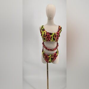 ASOS - Animal Pop Print Cut Out Swimsuit - Size 14